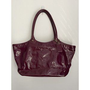 COACH 12362 Plum Patent Leather BLEEKER Tote Bag Purse